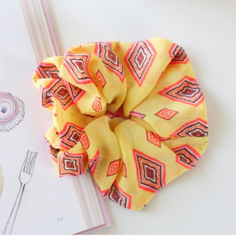 Brand New Handmade Diamond Yellow Scrunchie
